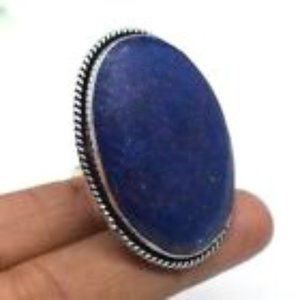 925 Stamped Blue Lapis Gemstone Ring